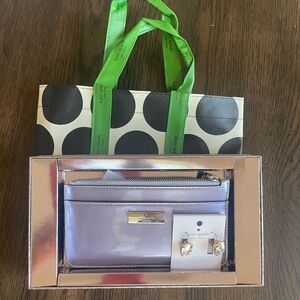 Kate Spade Lavender Wallet with Earrings
